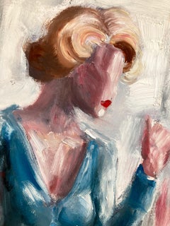 "Thinking of Paris" Impressionistische Figur einer nachdenklichen Frau Ölgemälde auf Papier