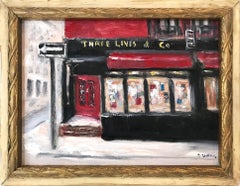 "Three Lives & Co" peinture à l'huile impressionniste en plein air à Greenwich Village