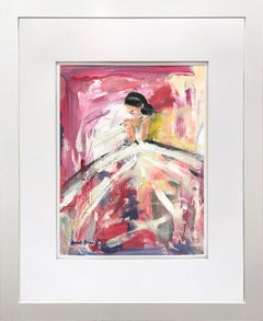 "Tiffany" Abstract Figure with Gown French Haute Couture Oil Painting on Paper