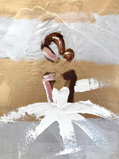 "Chanel atemporal" Vestido de Alta Costura Oro y Plata Pintura al óleo sobre papel