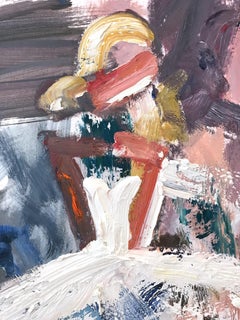 Abstrakte Figur „Tovah“ mit Kleid Französisch Haute Couture Ölgemälde auf Papier