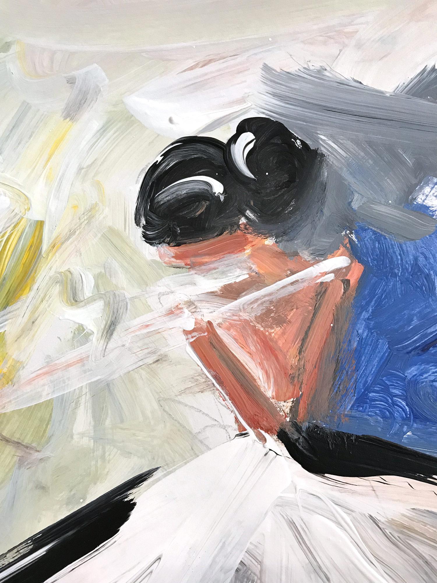Vallery, Abstrakte Figur auf Papier – Painting von Cindy Shaoul
