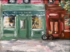 "Vesuvio Bakery" Oil Painting of a Plein Air Street Scene from West Village NYC