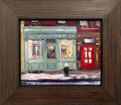 Used "Vesuvio Bakery" Oil Painting of a Plein Air Street Scene from West Village NYC