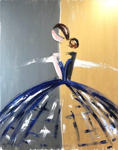 "Victoria" Abstract Figure with Gown French Haute Couture Oil Painting on Canvas