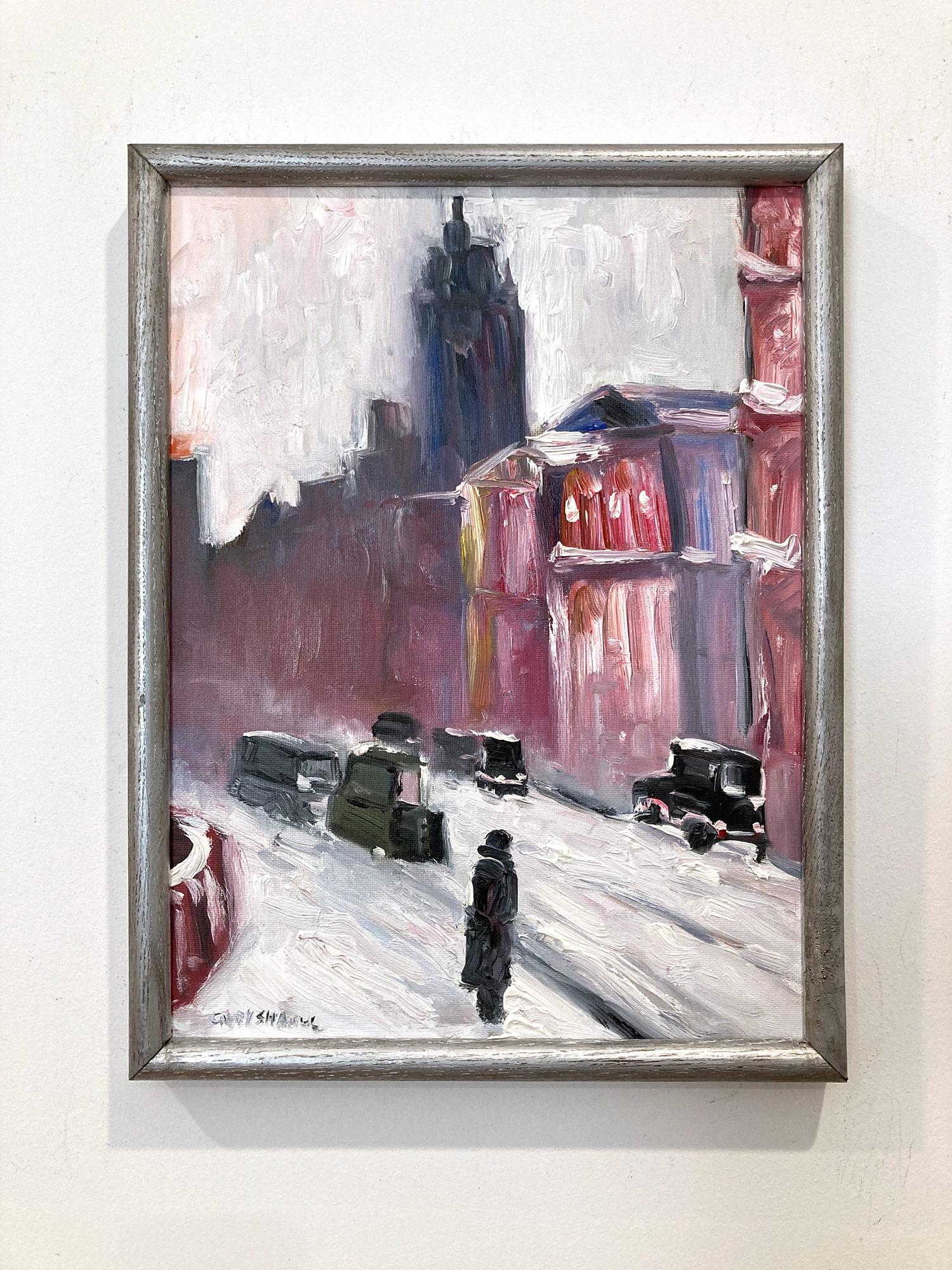 „View of the Empire State NYC in Snow“ Impressionistischer Aschenbecher im Stil der Ashcan School  im Angebot 11