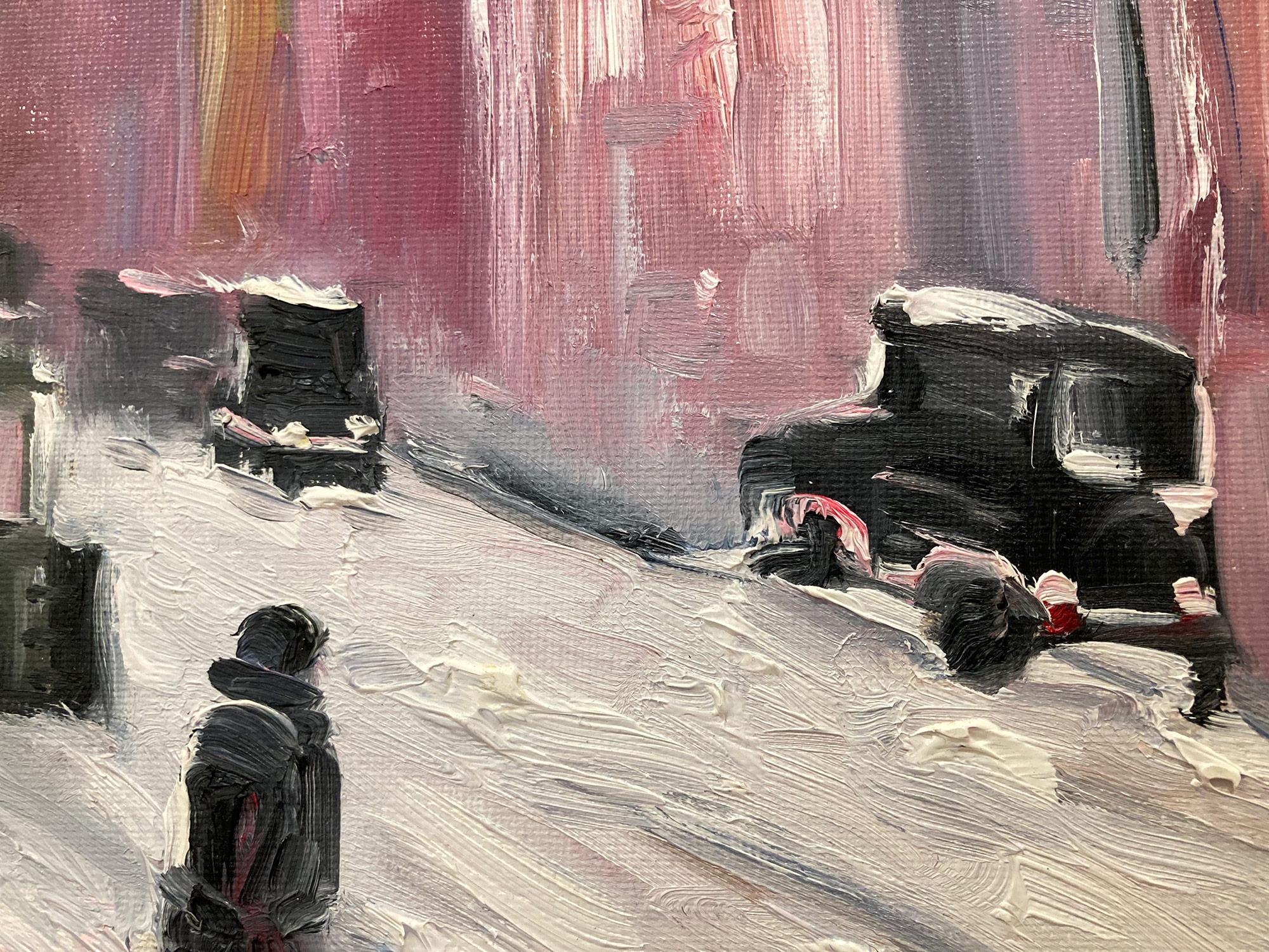 „View of the Empire State NYC in Snow“ Impressionistischer Aschenbecher im Stil der Ashcan School  (Amerikanischer Impressionismus), Painting, von Cindy Shaoul