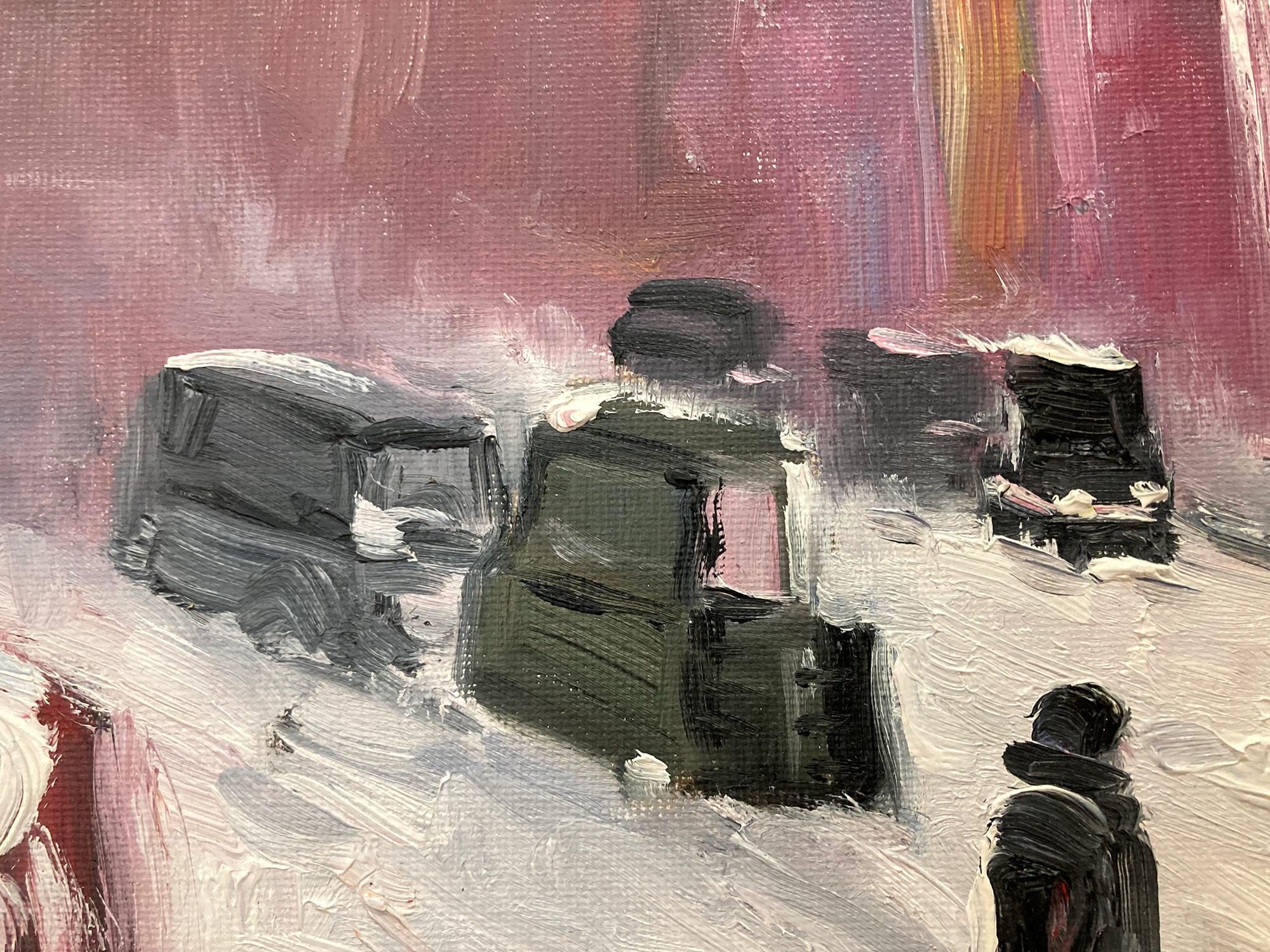 „View of the Empire State NYC in Snow“ Impressionistischer Aschenbecher im Stil der Ashcan School  im Angebot 1