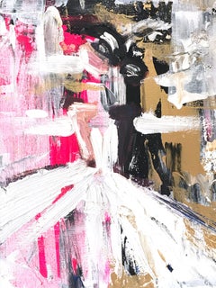 "Paris Light" Abstract Figure w Gown French Haute Couture Oil Painting on Canvas