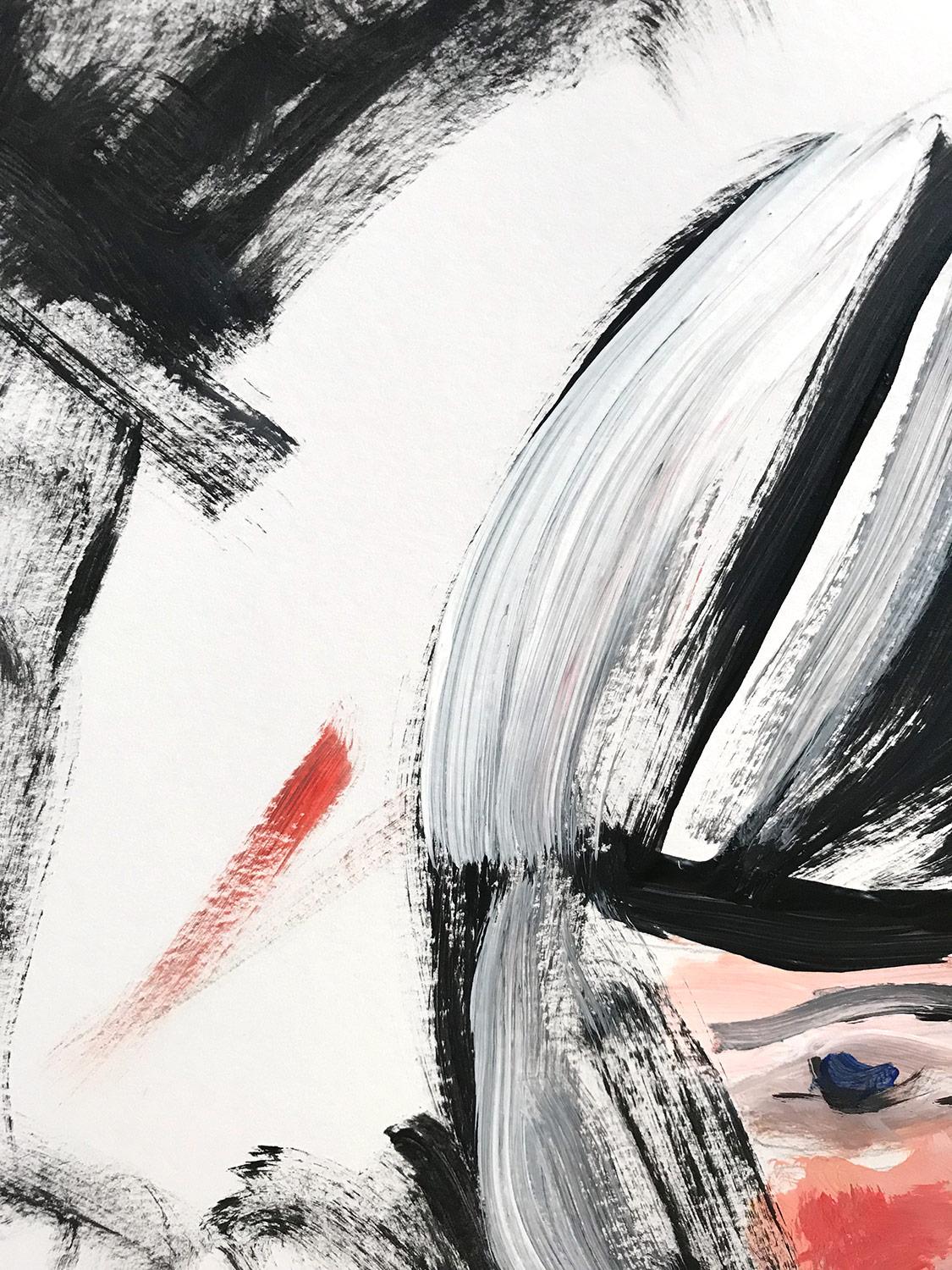 Abstraktes Porträt, Ölgemälde auf Papier, „Going to Paris n' Not looking Back“ im Angebot 4