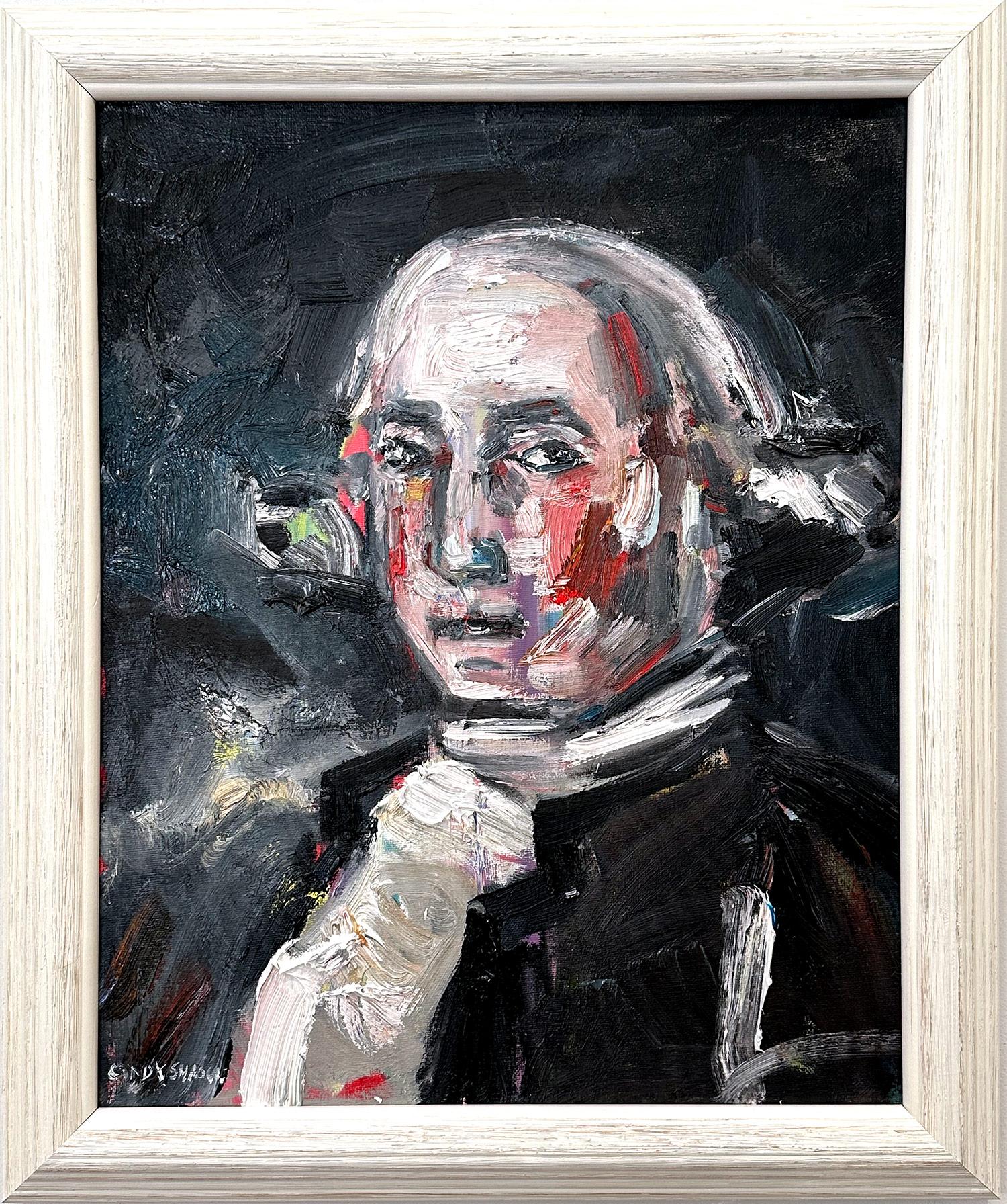 Abstract Painting Cindy Shaoul - Peinture à l'huile abstraite impressionniste sur toile « Washington » de George Washington