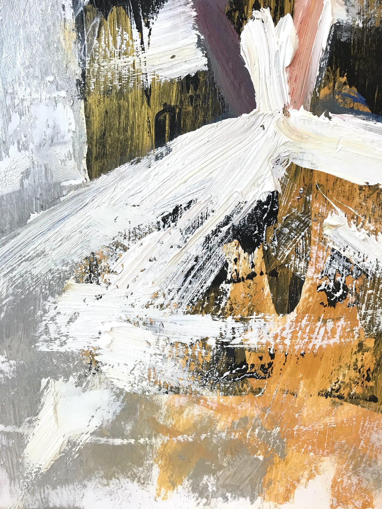 Peinture à l'huile sur papier - Figure avec robe de haute couture française en vente 1