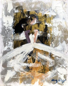"Winter in Paris" Figure with Gown French Haute Couture Oil Painting on Paper