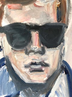 "Young Andy" Figure of Andy Warhol NYC Oil Painting on Paper