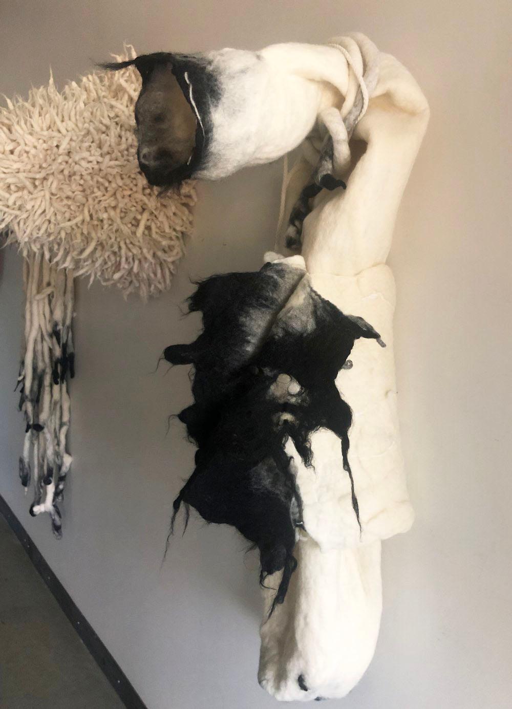 Fiber Art - STRANGER I, (wool, silk and horsehair) - Sculpture by Cindy Weil