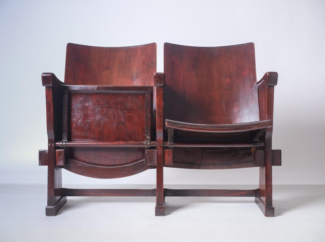 Rare Italian wooden cinema chairs by 