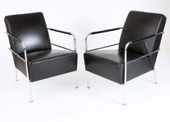 Dos sillones "Cinema" de cuero negro de Gunilla Allard, Lammhults, Suecia