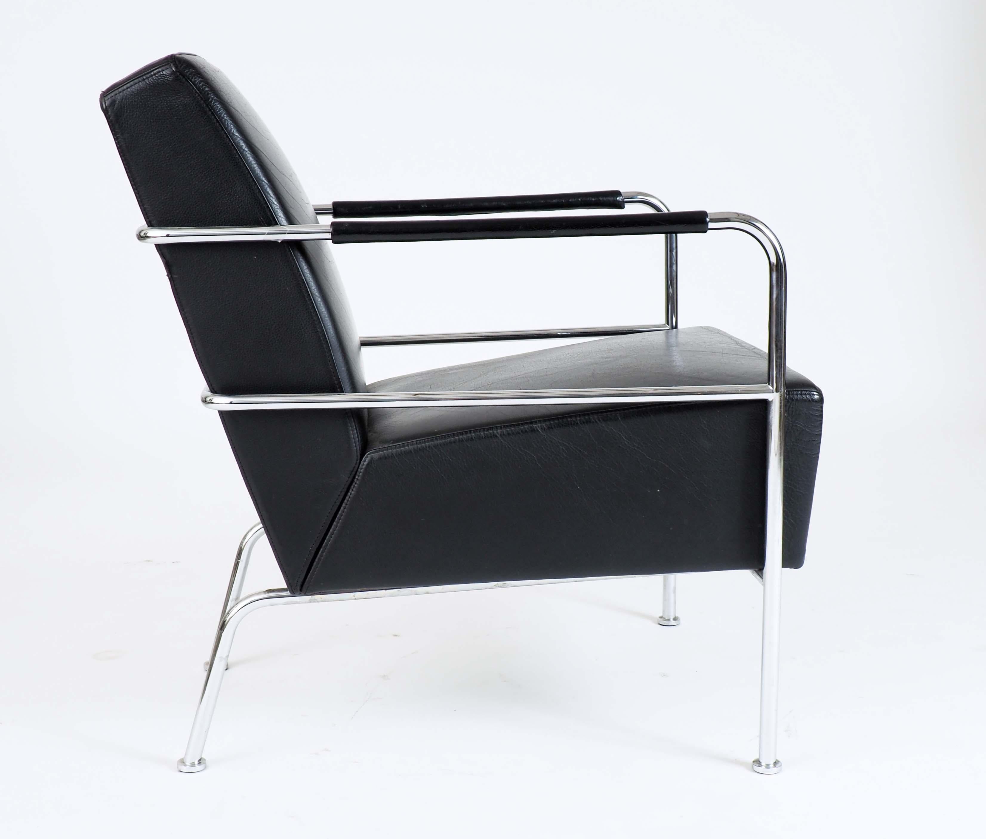Zwei „Cinema“-Loungesessel aus schwarzem Leder von Gunilla Allard, Lammhults, Schweden (Moderne) im Angebot