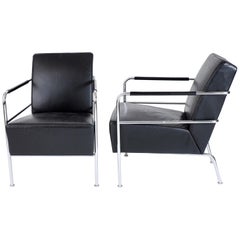 Retro Two "Cinema" Lounge Chairs in Black Leather by Gunilla Allard, Lammhults, Sweden