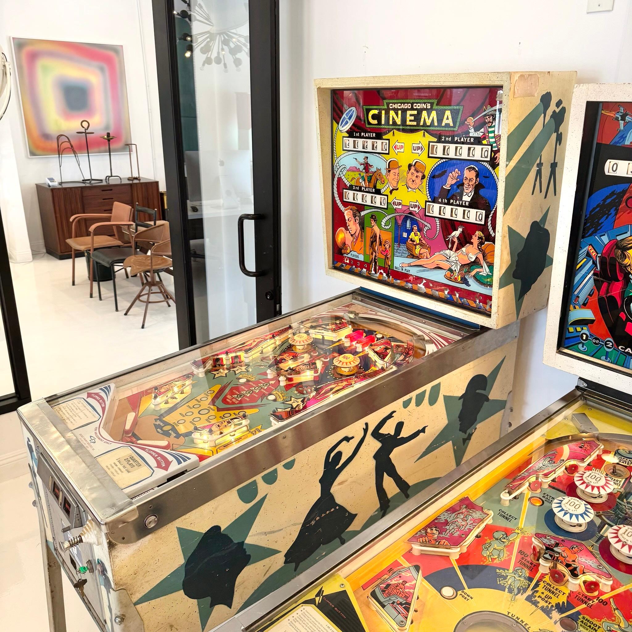 Juego de Arcade Cinema Pinball, 1976 EE.UU. Pintado a mano en venta
