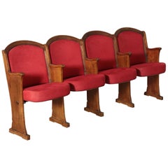 Retro Cinema Seats, Plywood Solid Wood Foam and Fabric, Italy, 1960s