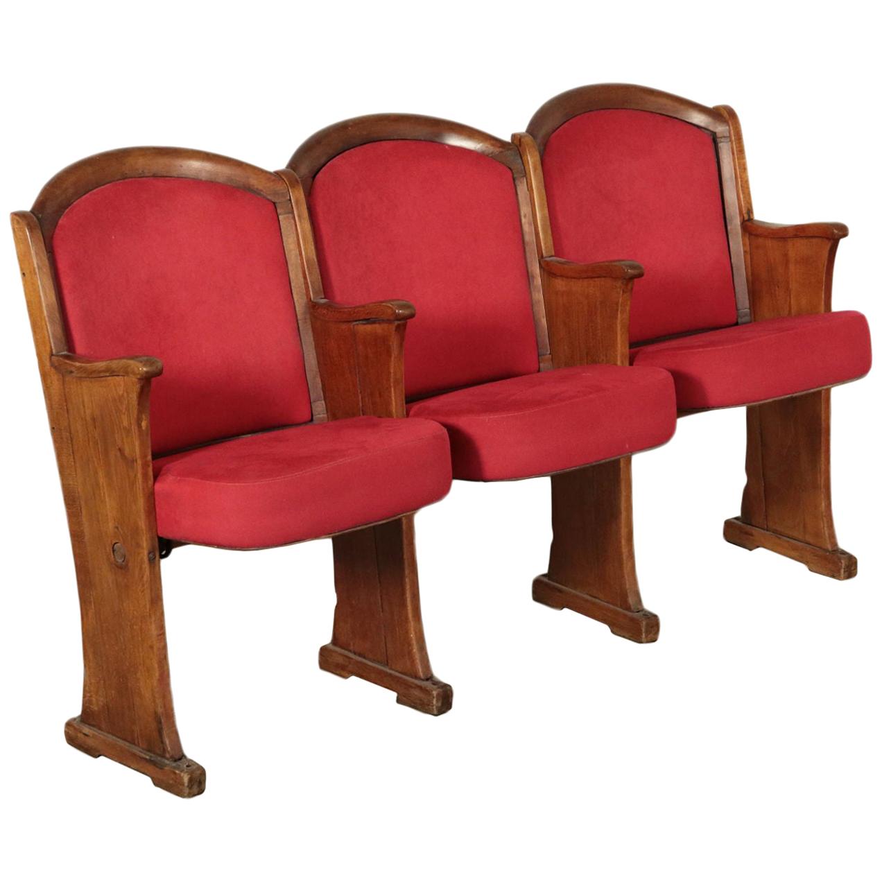 Cinema Seats, Solid Wood Plywood Foam and Fabric, Italy, 1960s