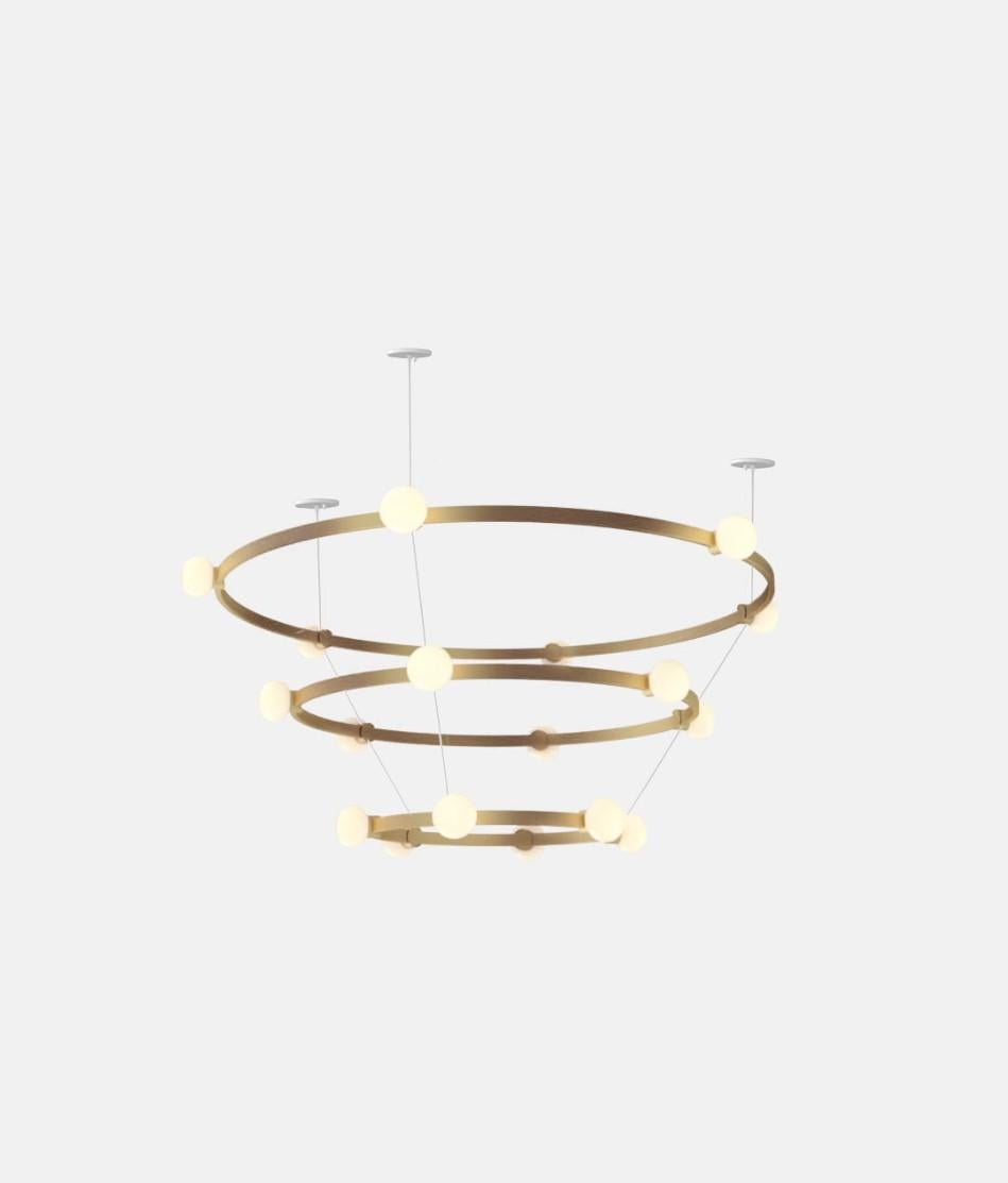 Araña Cinema Triple Tiers de RBW con 18 colgantes y acero chapado Siglo XXI y contemporáneo en venta
