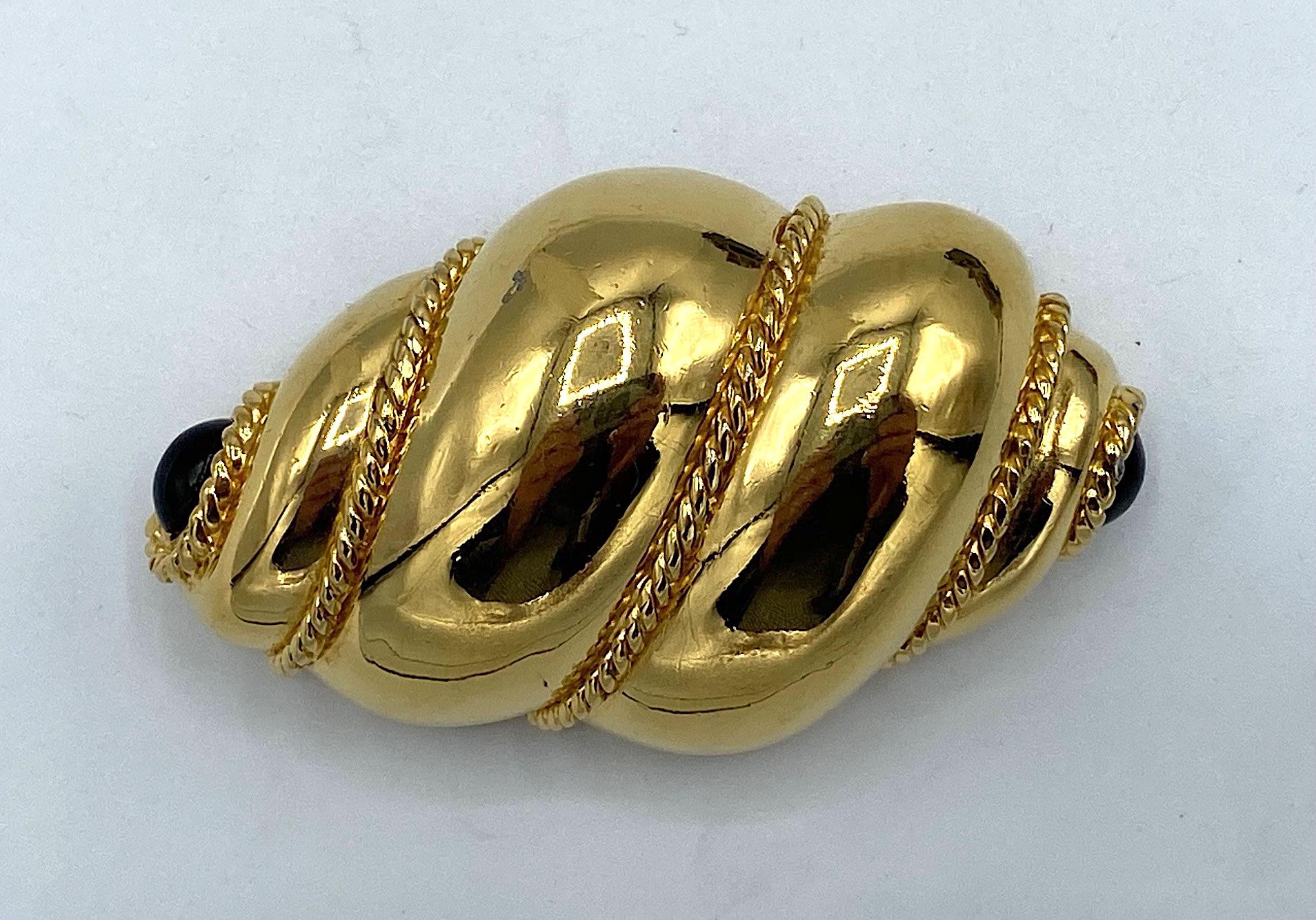 Ciner 1880s Gold Twist Brooch In Excellent Condition In New York, NY