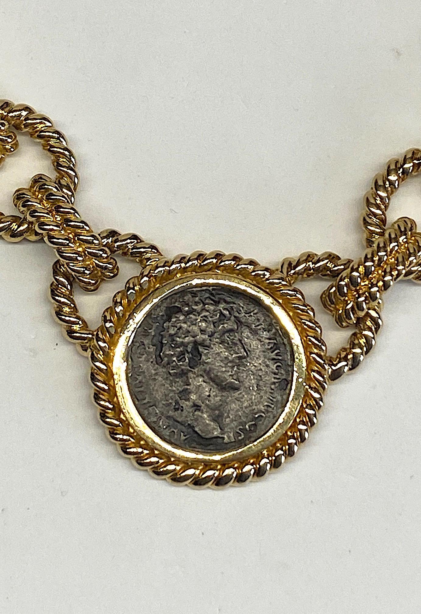 Ciner 1980s Roman Coin Large Link Necklace 1