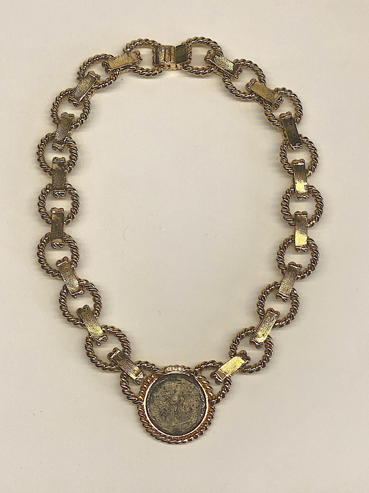 Ciner 1980s Roman Coin Large Link Necklace 5