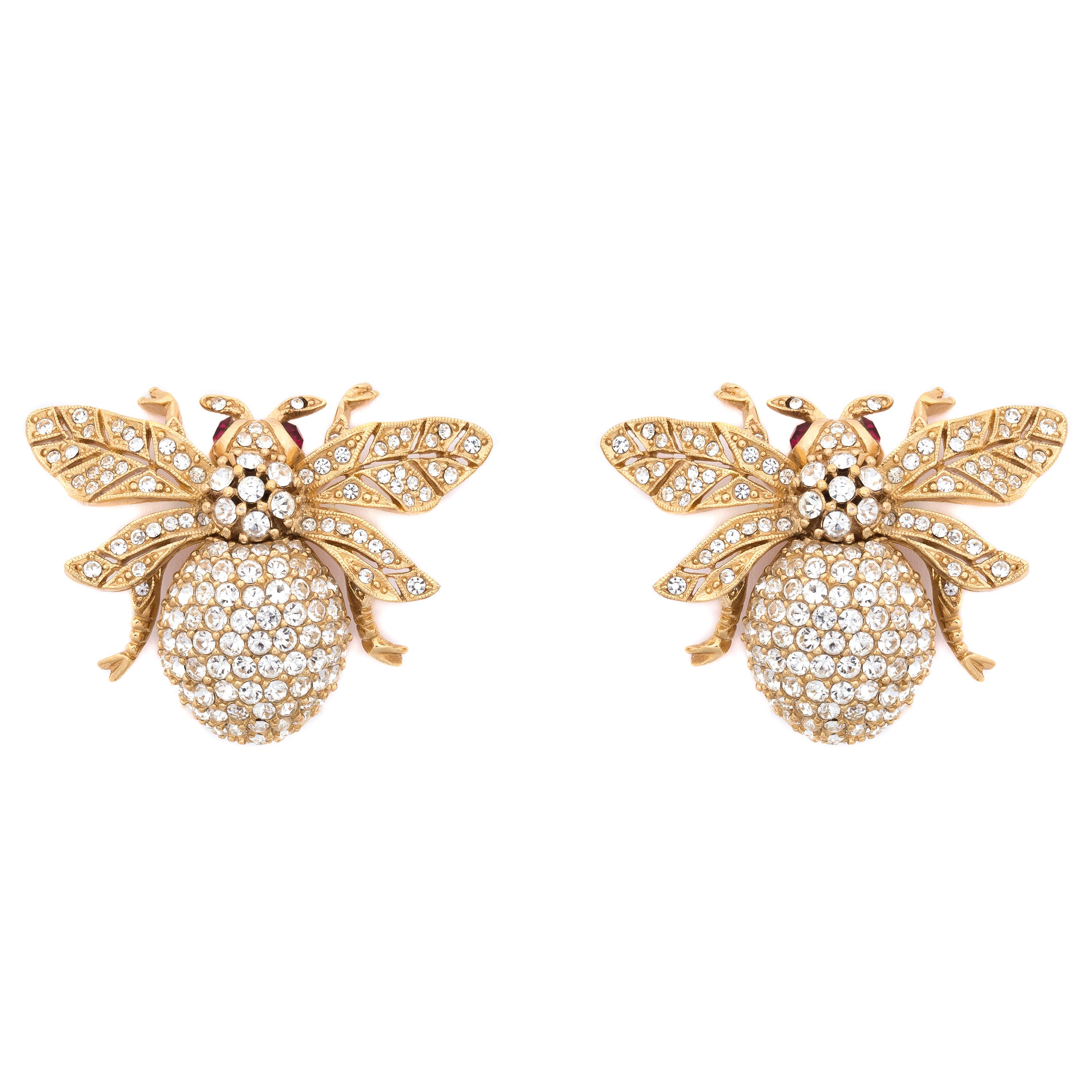 bee clip on earrings