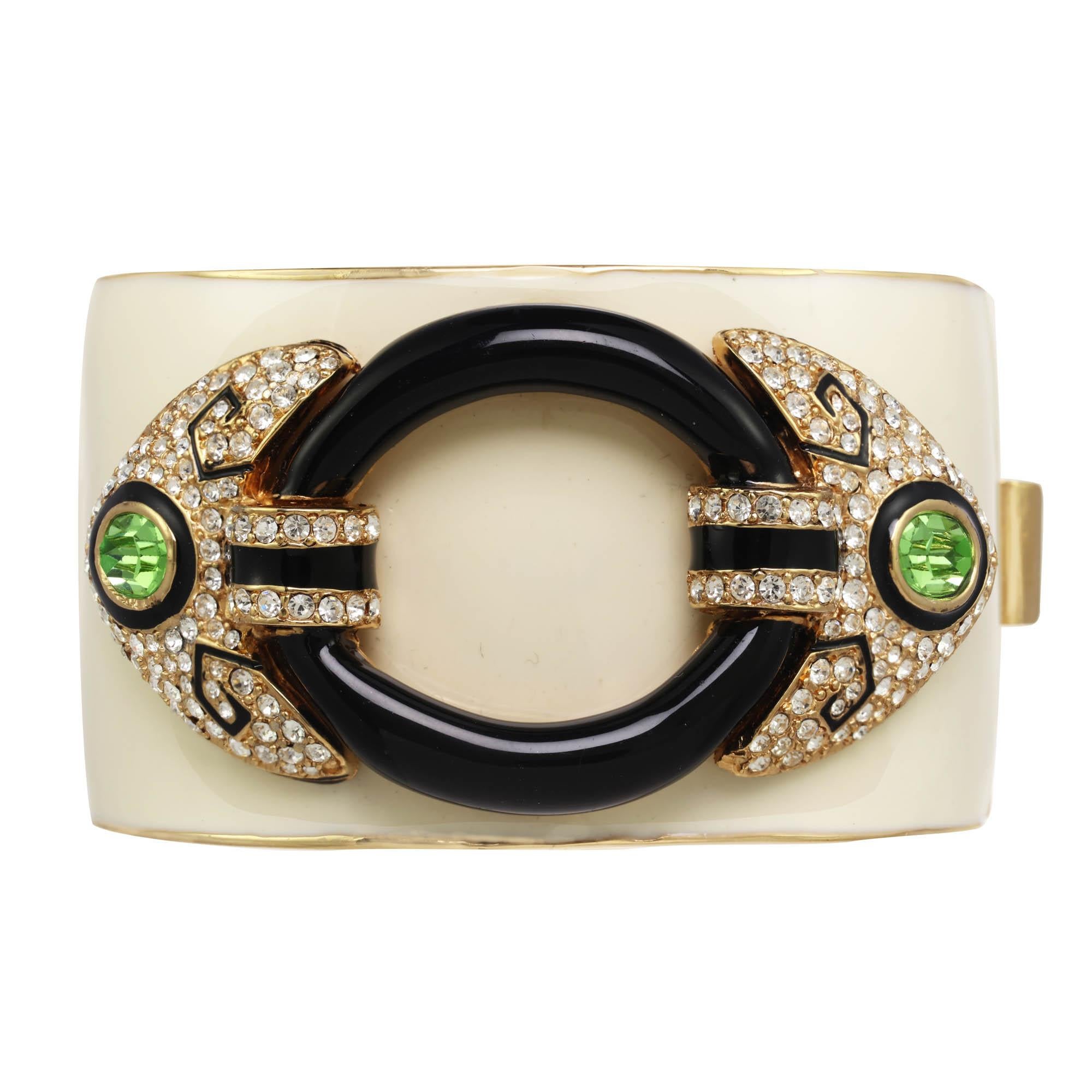 This art deco inspired cuff has vintage appeal. 

PLEASE NOTE: The pieces available are not vintage and are not reproductions.
CINER uses original models to produce our jewelry today.
If you would like to custom order this piece, please message