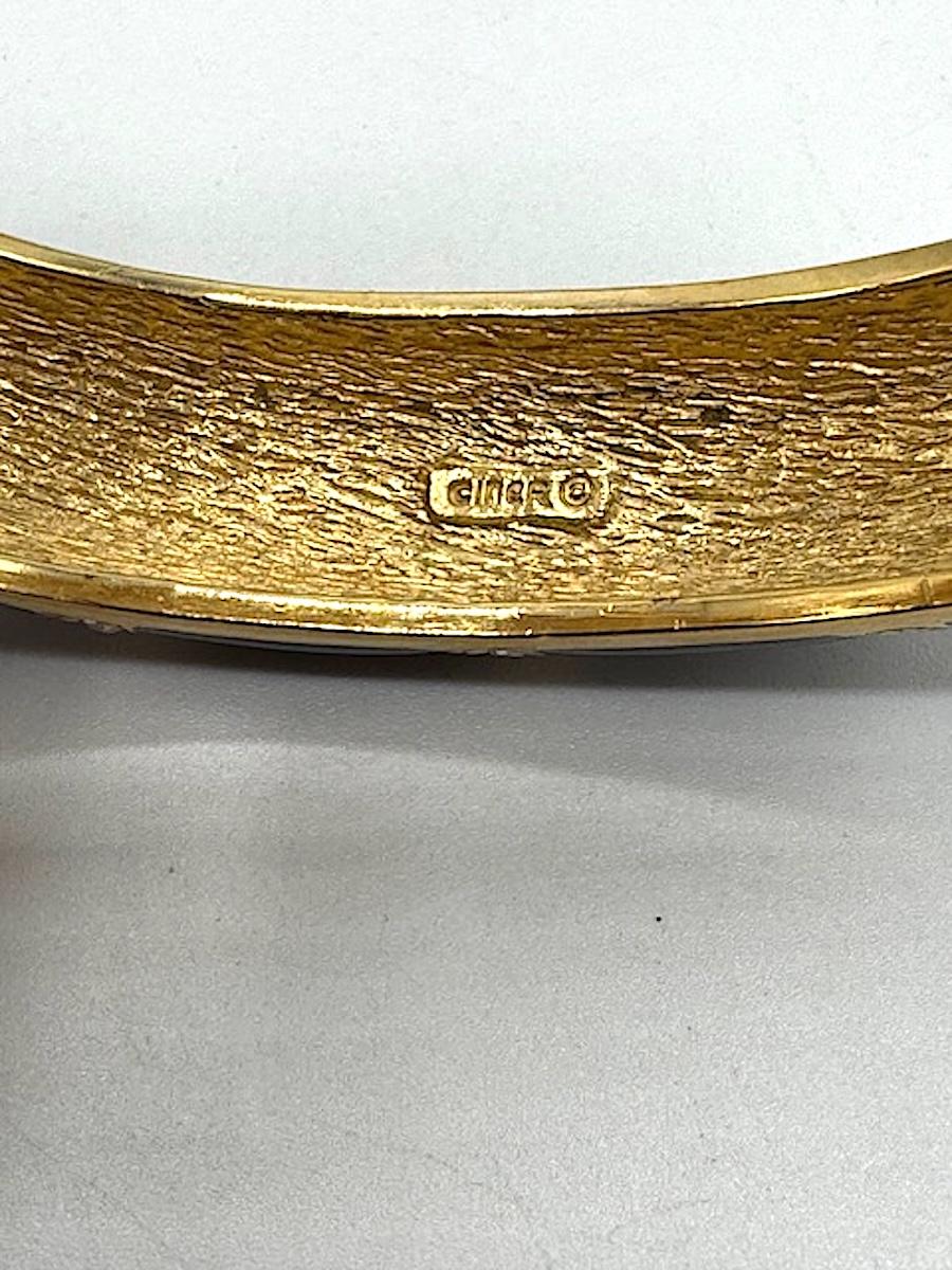 Ciner Black Enameld on Gold and Rhinestone Tiger Bangle For Sale 12
