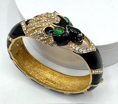 Ciner Schwarz emailliert auf Gold und Strass Tiger Armreif