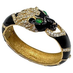 Brazalete Tigre Ciner Esmaltado Negro sobre Oro y Pedrería