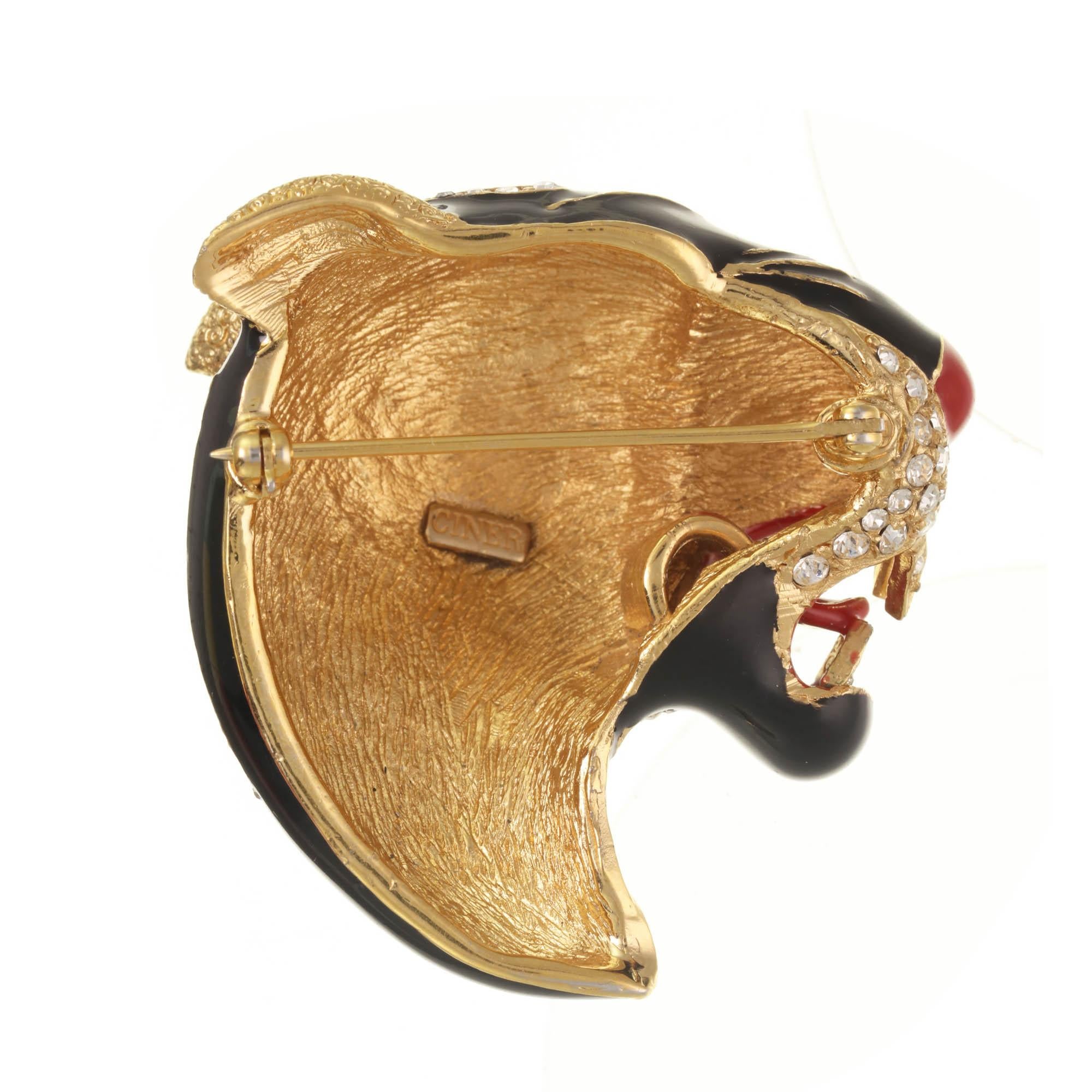 Roaring in fierce fashion, this beautifully detailed Tiger brooch is a must have collectible CINER piece. 

PLEASE NOTE: The pieces available are not vintage and are not reproductions.
CINER uses original models to produce our jewelry today.
If you