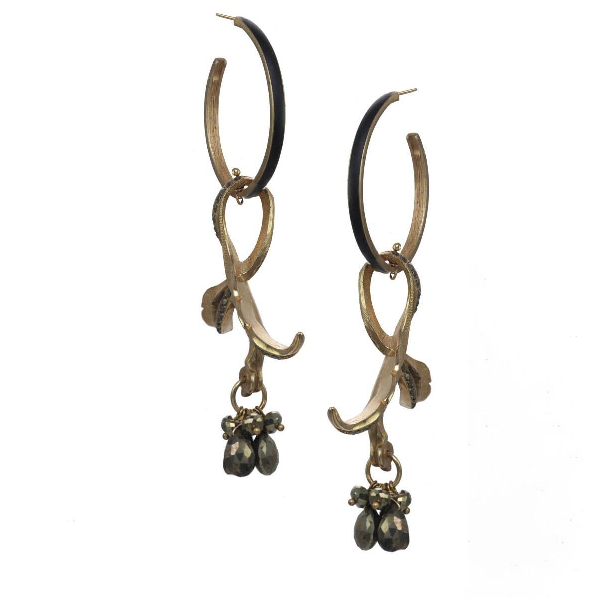 pyrite hoop earrings