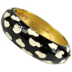 Ciner Black & White Enameled Bracelet, New never worn 1980s