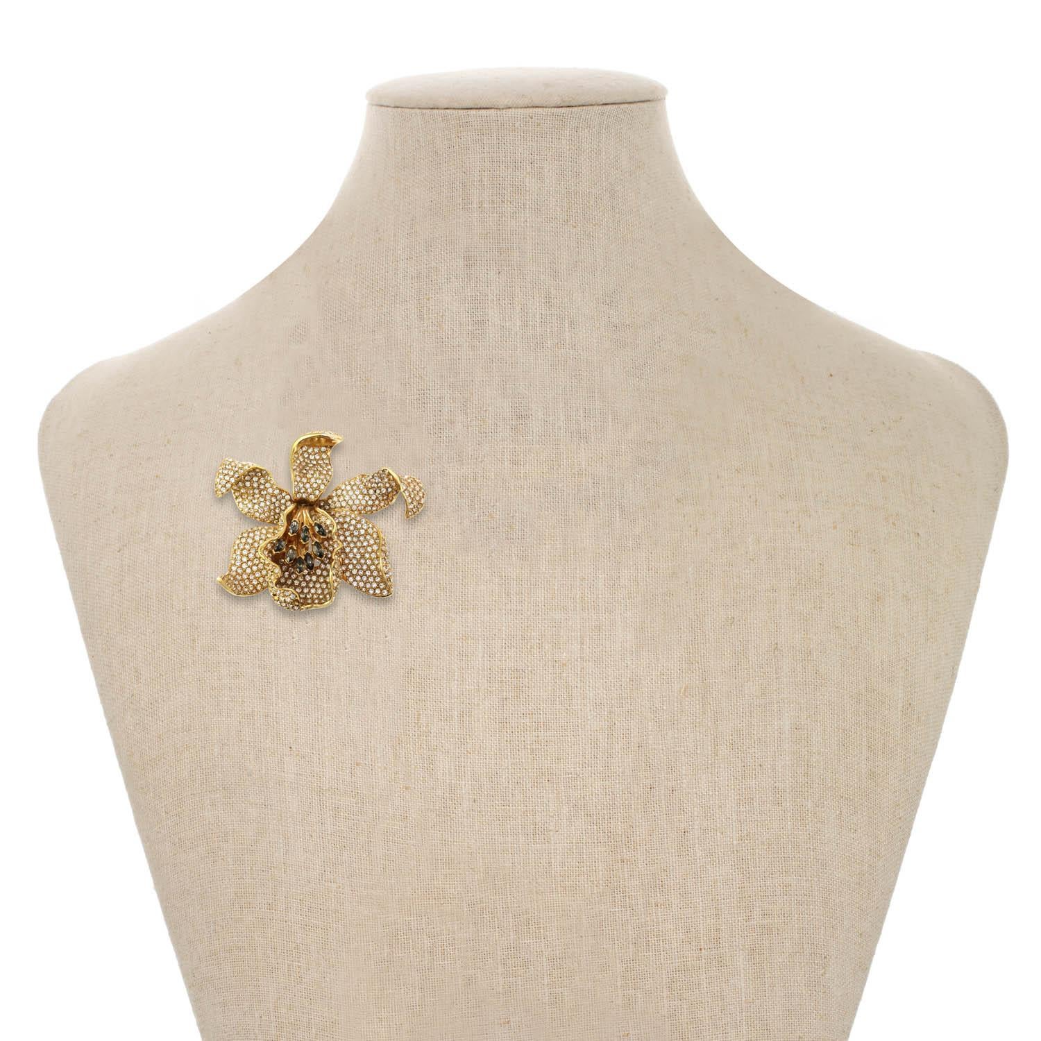 gold plated orchid brooch