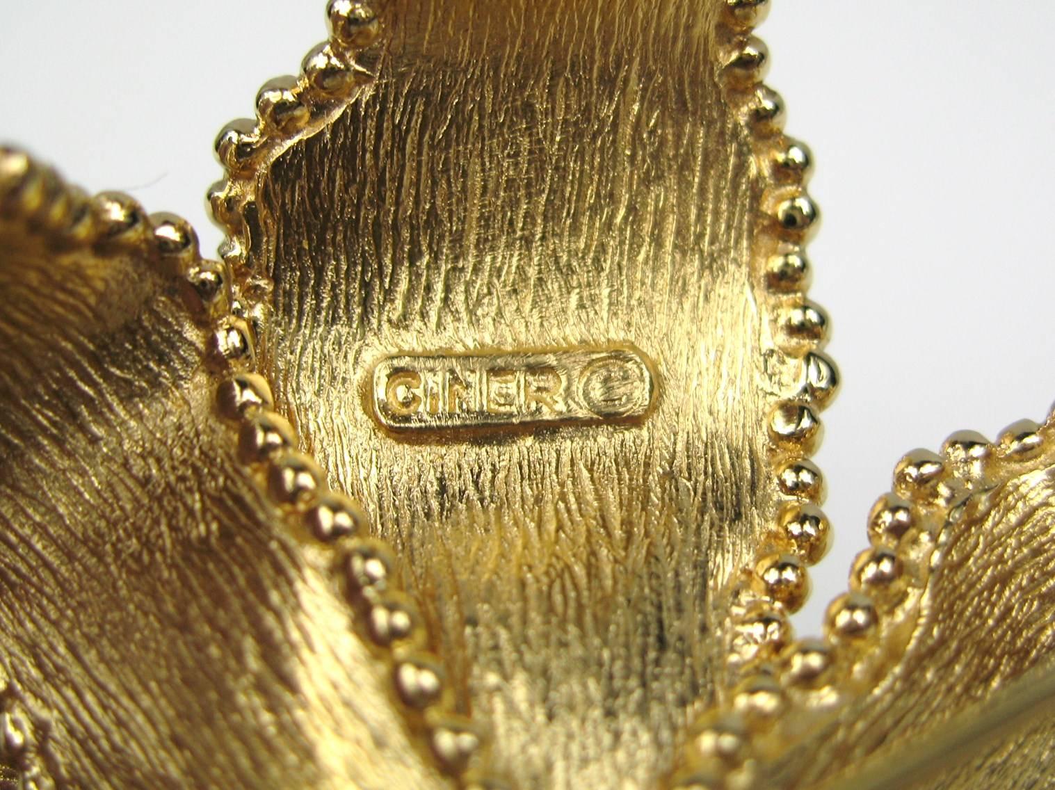 Ciner Brooch Swarovski Crystal Floral AMBER Gold  NEW Never worn 1990s  For Sale 2