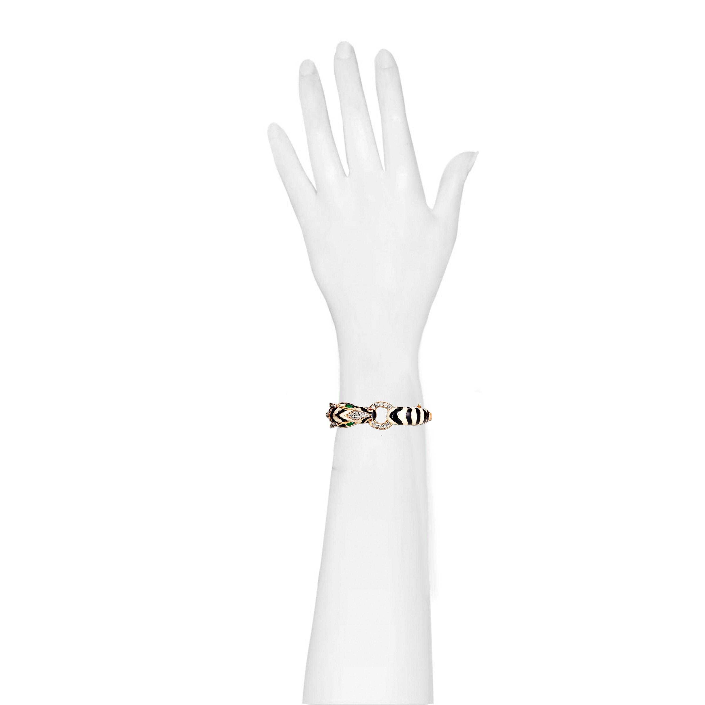 Contemporary CINER Classic Zebra Animal Bracelet in White and Black