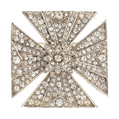 Ciner Crystal Encrusted Maltese Cross Brooch