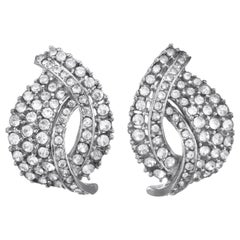 CINER Crystal Rhinestone Encrusted Rhodium CLIP Earrings