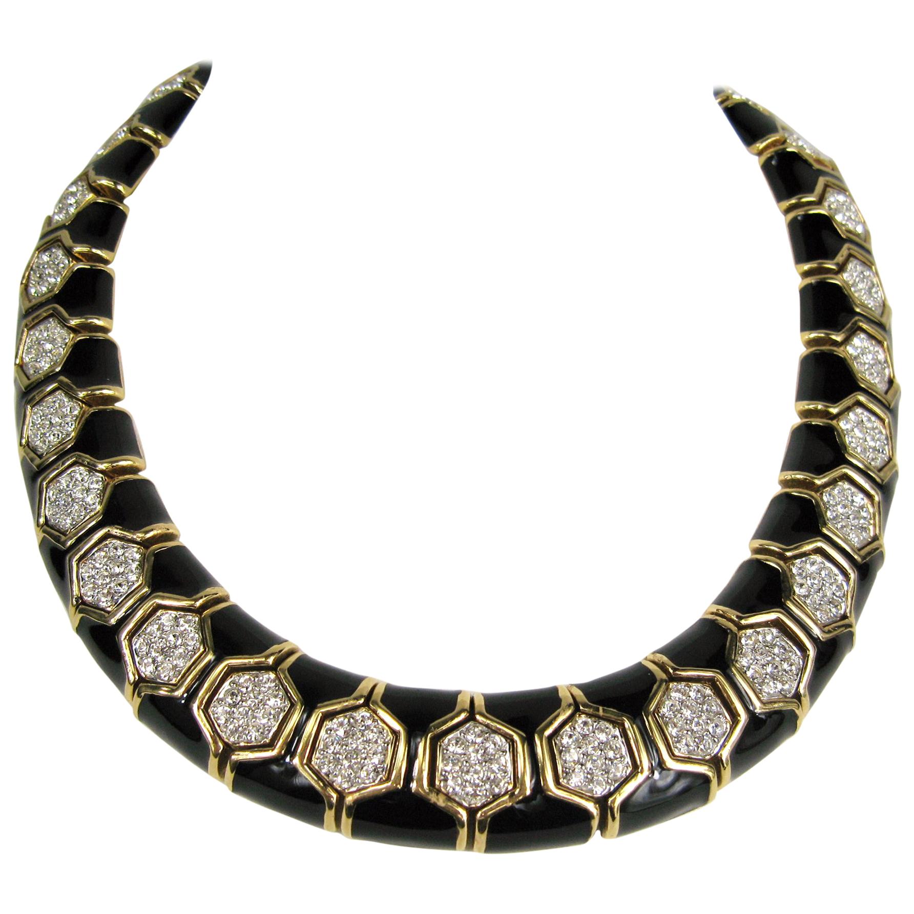 Ciner Enamel and Swarovski Crystal Choker Necklace New, Never Worn For Sale  at 1stDibs | swarovski choker necklace