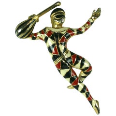 Vintage Ciner Enamel Pierrot brooch