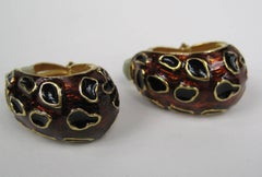 Ciner Enameled Clip on Earrings New, Never Worn 1980s