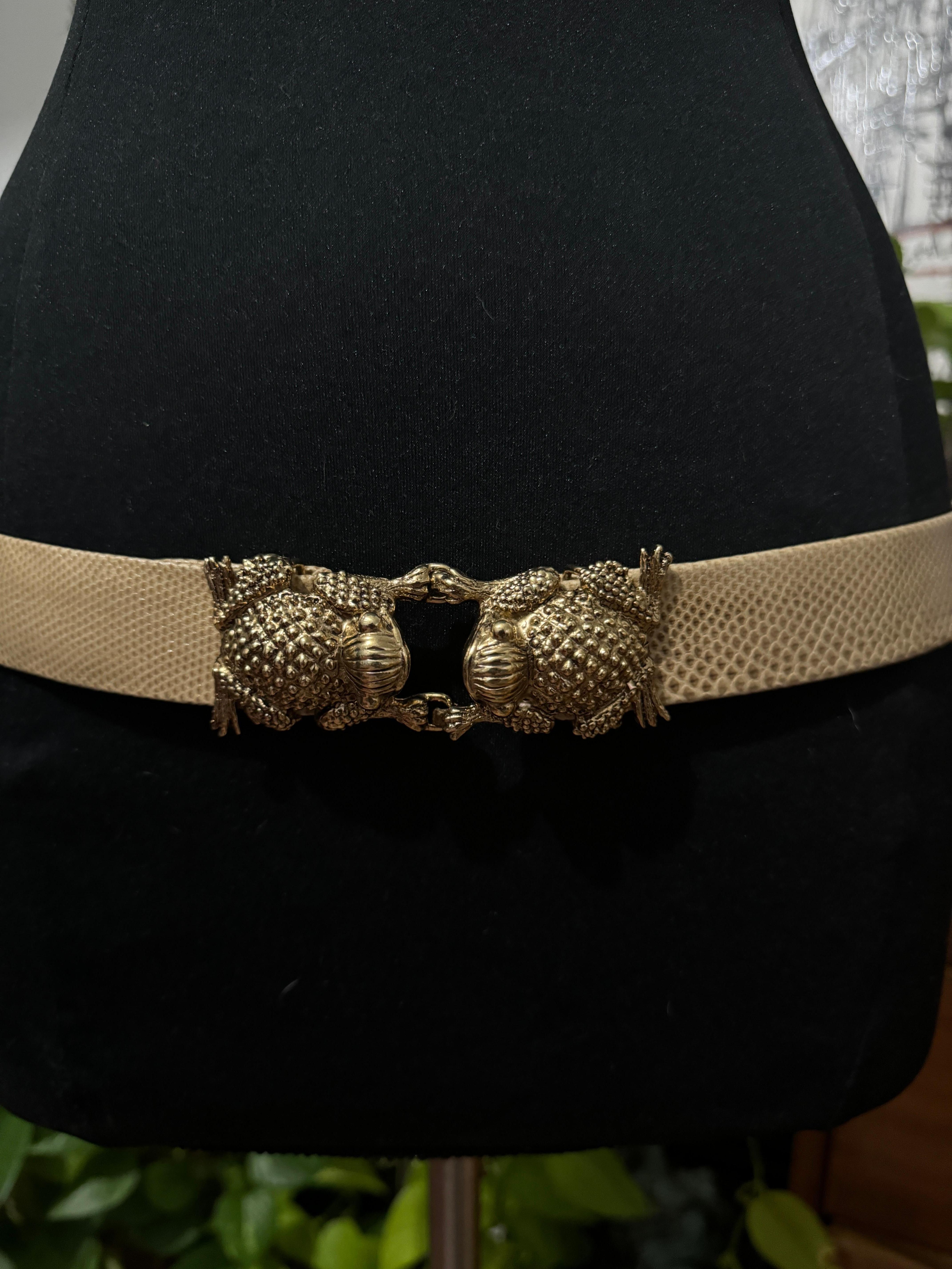 Ciner Frog Ceinture boucle / 2 Ceintures en cuir jamais portées - 1990 en vente 8