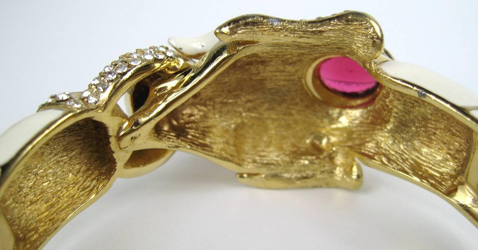  Ciner Gilt Gold swarovski crystal Enamel Mogul Elephant Bracelet - 1980s  In Good Condition In Wallkill, NY