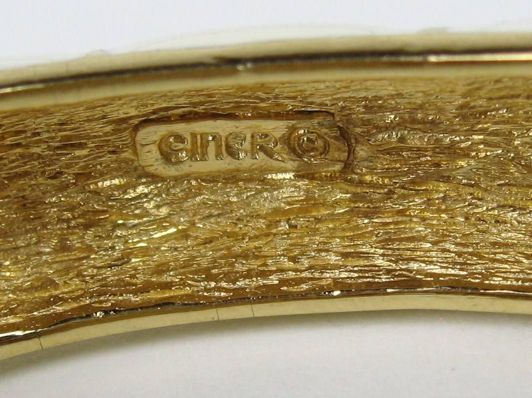Women's  Ciner Gilt Gold swarovski crystal Enamel Mogul Elephant Bracelet - 1980s 