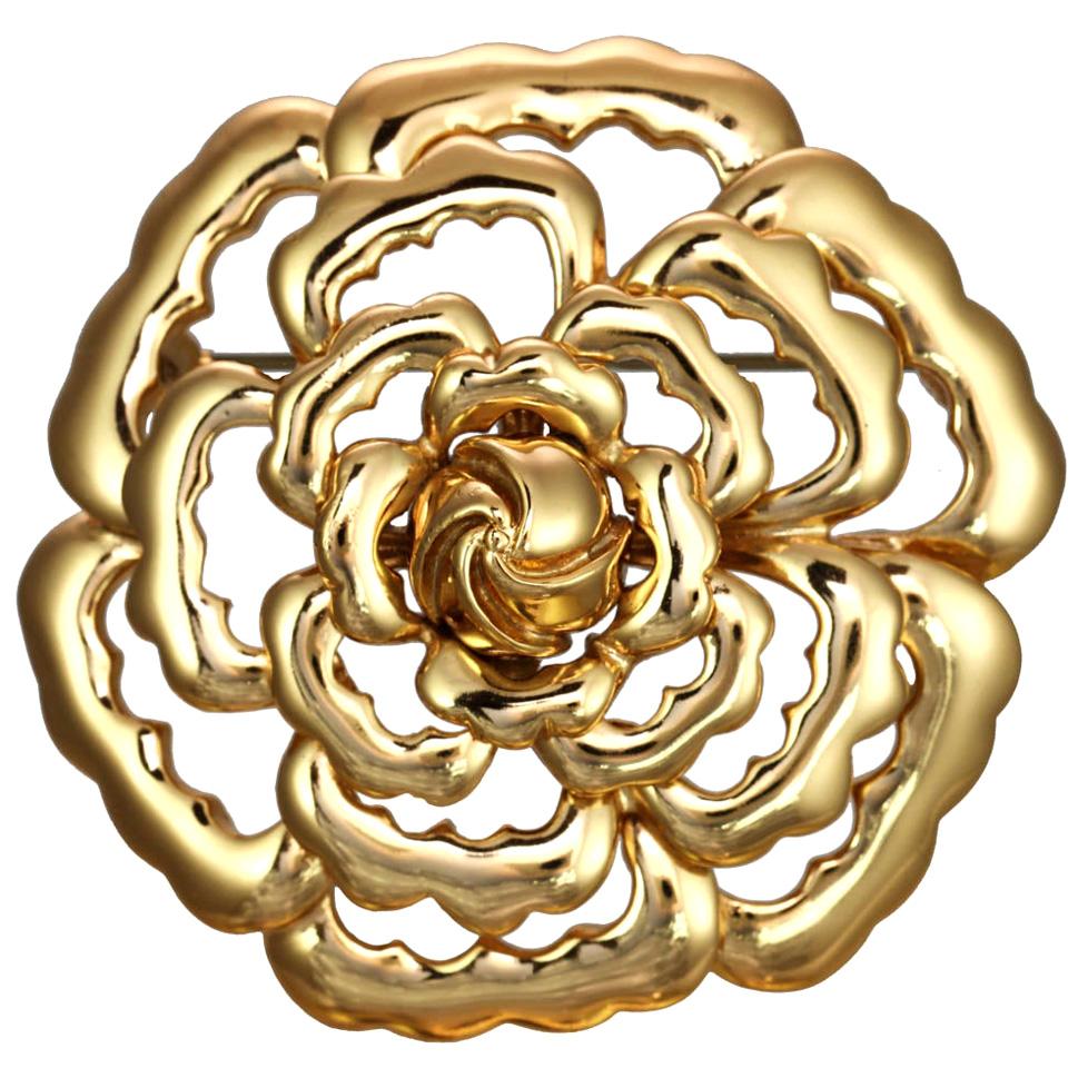 CINER Gold Abstract Rose Pin For Sale